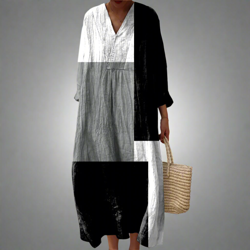 Kolt™ | Vestido Maxi Patchwork Abstracto