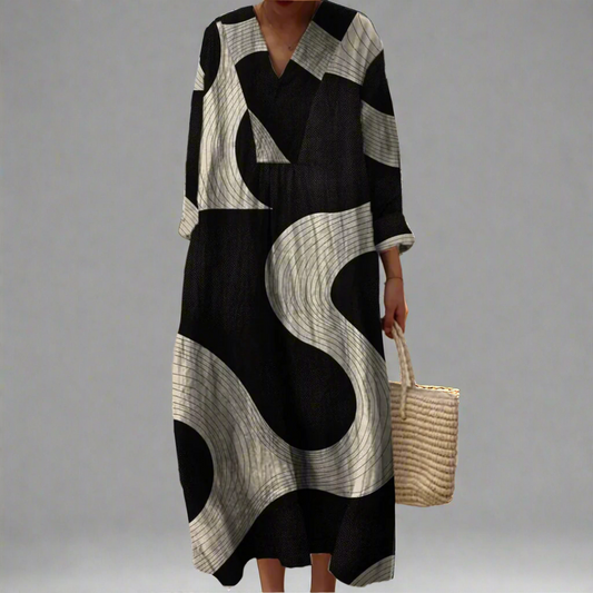Claudine™ | Vestido maxi fluido abstracto