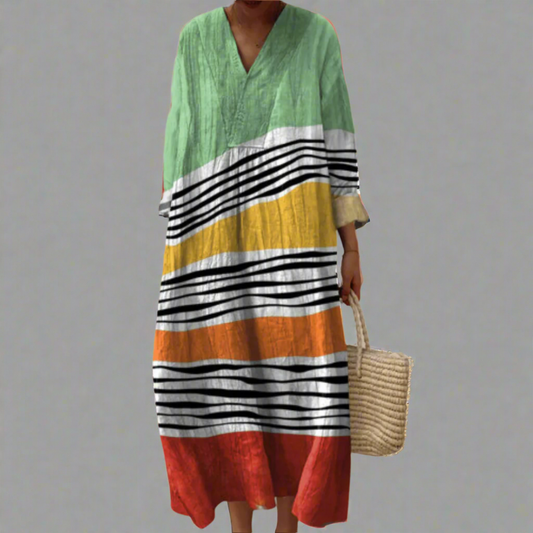 Marina™ | Vestido maxi relajado con rayas de playa