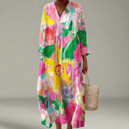 Tilly™ | Vestido maxi ligero con flores en acuarela