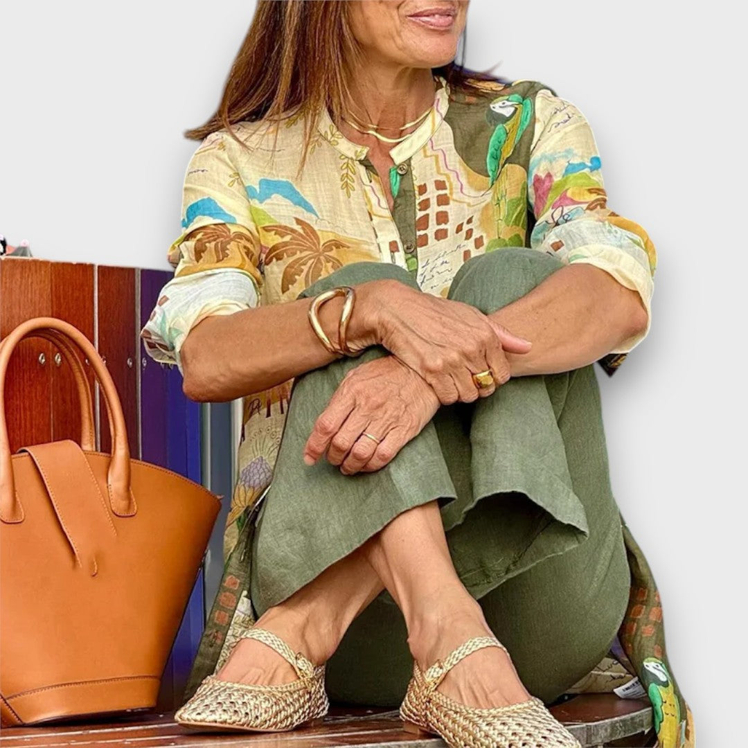 Amaril – Conjunto de dos piezas con estampado tropical