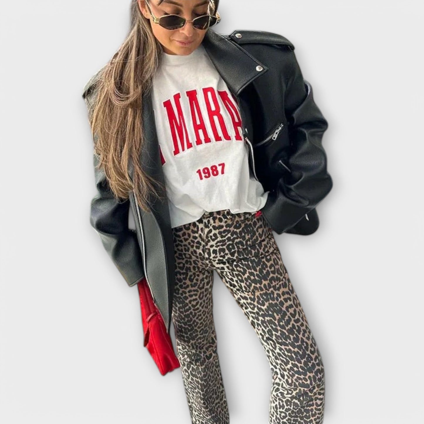 Jeans vintage con estampado de tigre Chandra