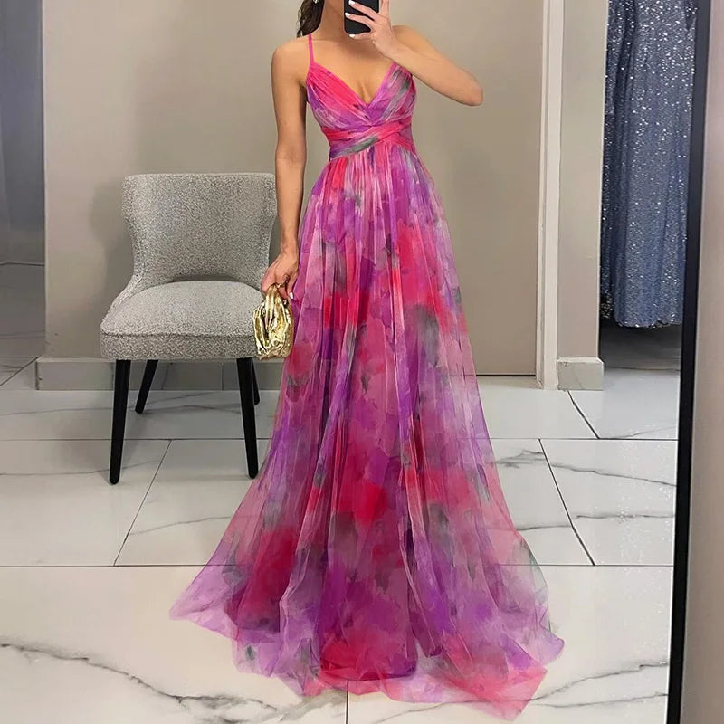Gizel - Vestido maxi encantador con estampado floral