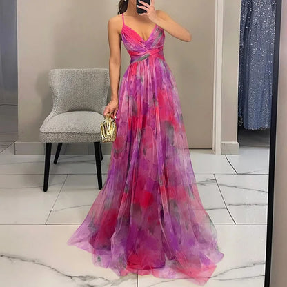 Gizel - Vestido maxi encantador con estampado floral