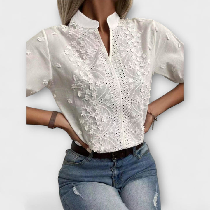 Camisa de verano para mujeres con bordado floral