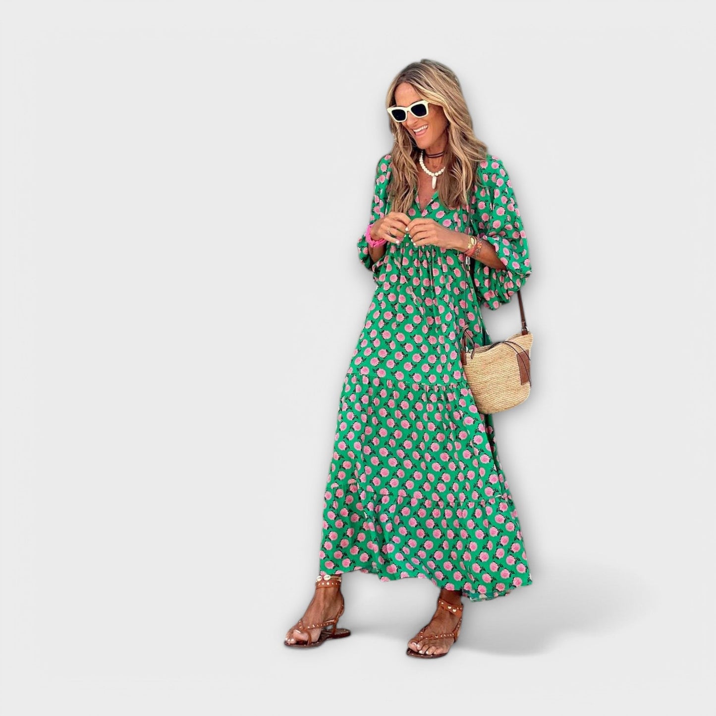 Vestido maxi geométrico elegante para comodidad y estilo