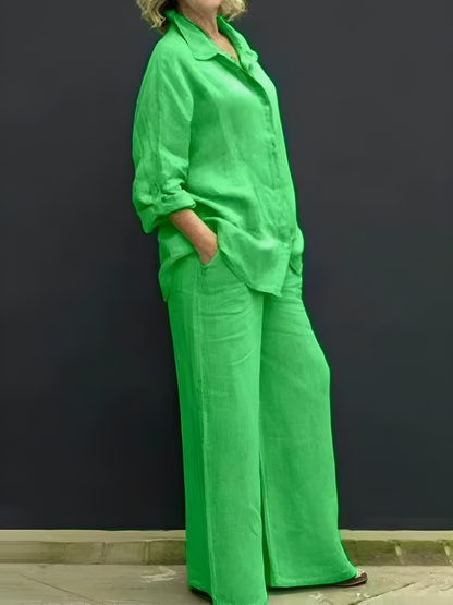 Conjunto de blusa de lino de Lara
