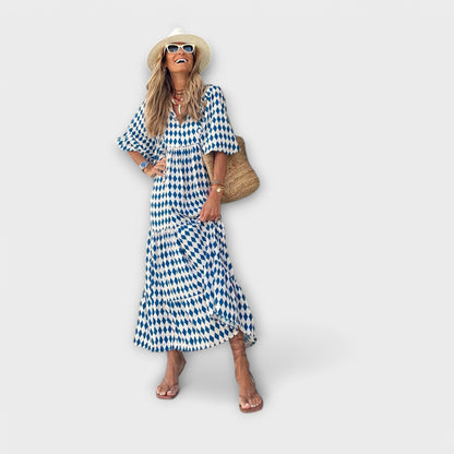 Vestido maxi geométrico elegante para comodidad y estilo
