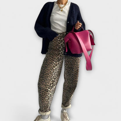 Jeans vintage con estampado de tigre Chandra