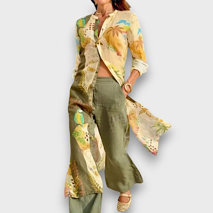 Amaril – Conjunto de dos piezas con estampado tropical