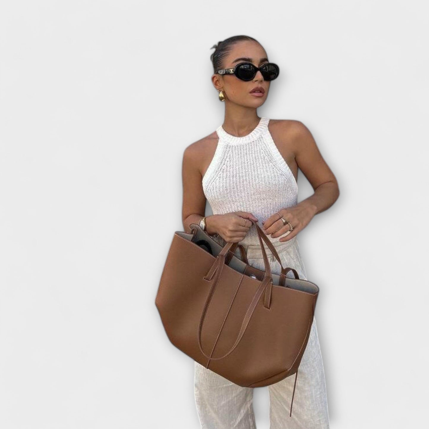 Bolso tote de cuero vintage de Laura – un aspecto lujoso y funcionalidad perfecta