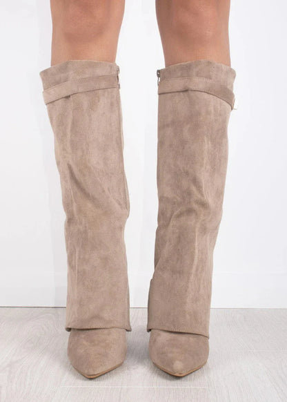 Botas de suéter hasta la rodilla - beige