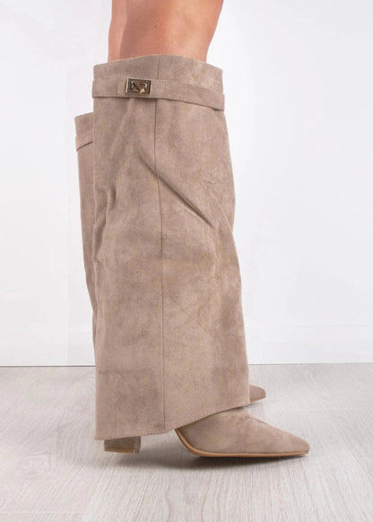 Botas de suéter hasta la rodilla - beige