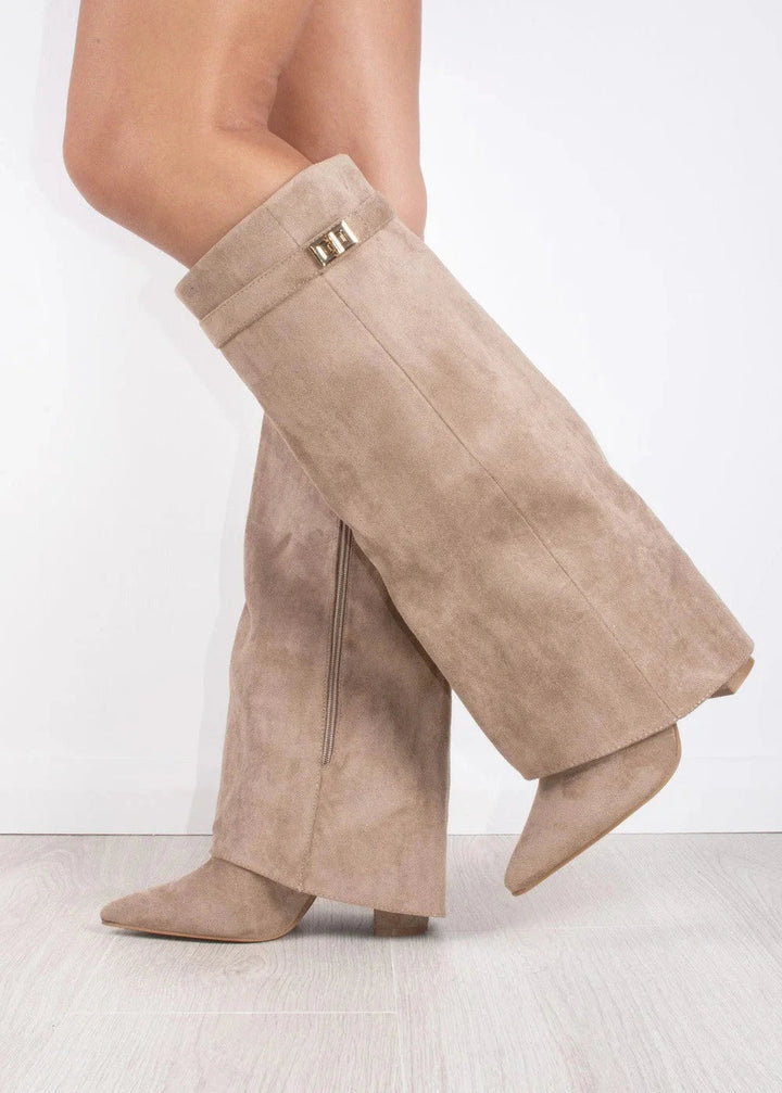 Botas de suéter hasta la rodilla - beige