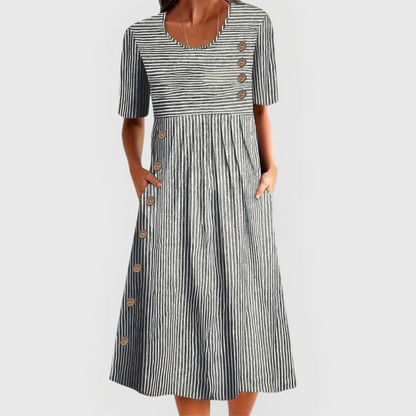 Vonda™ Vestido Midi Rayas