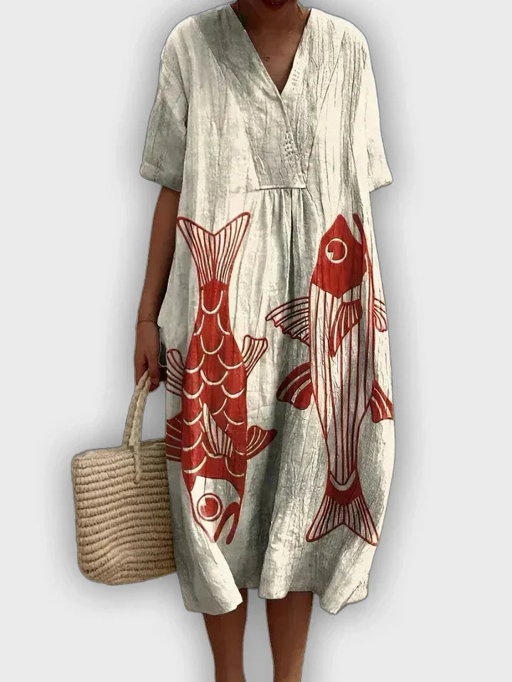 Vestido geométrico con silueta fluida