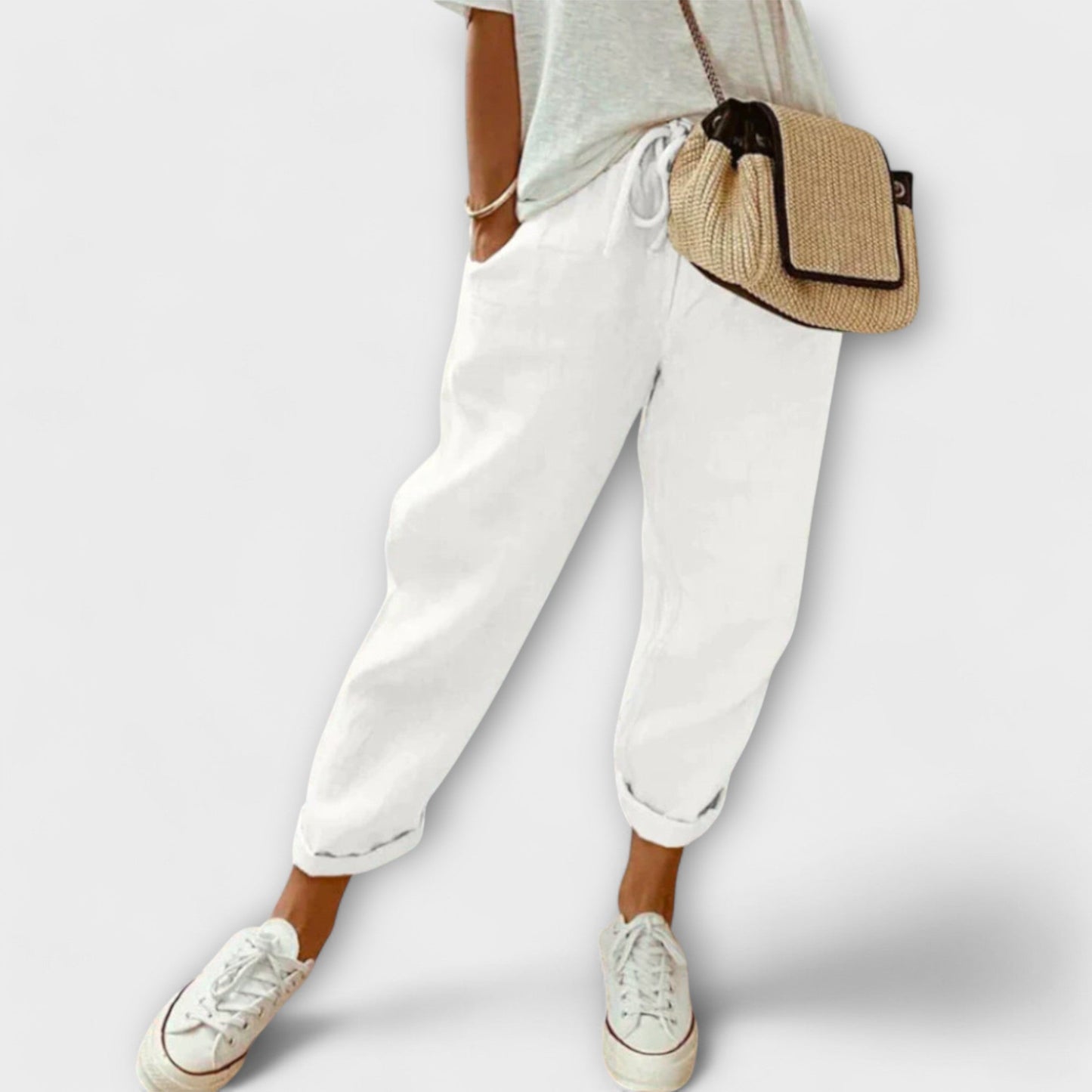 Pantalones de lino con ajuste holgado