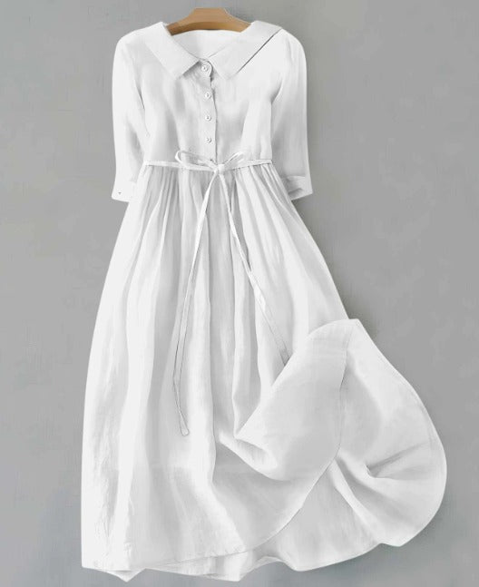 Lux - vestido elegante con mangas cortas y cintas en la cintura