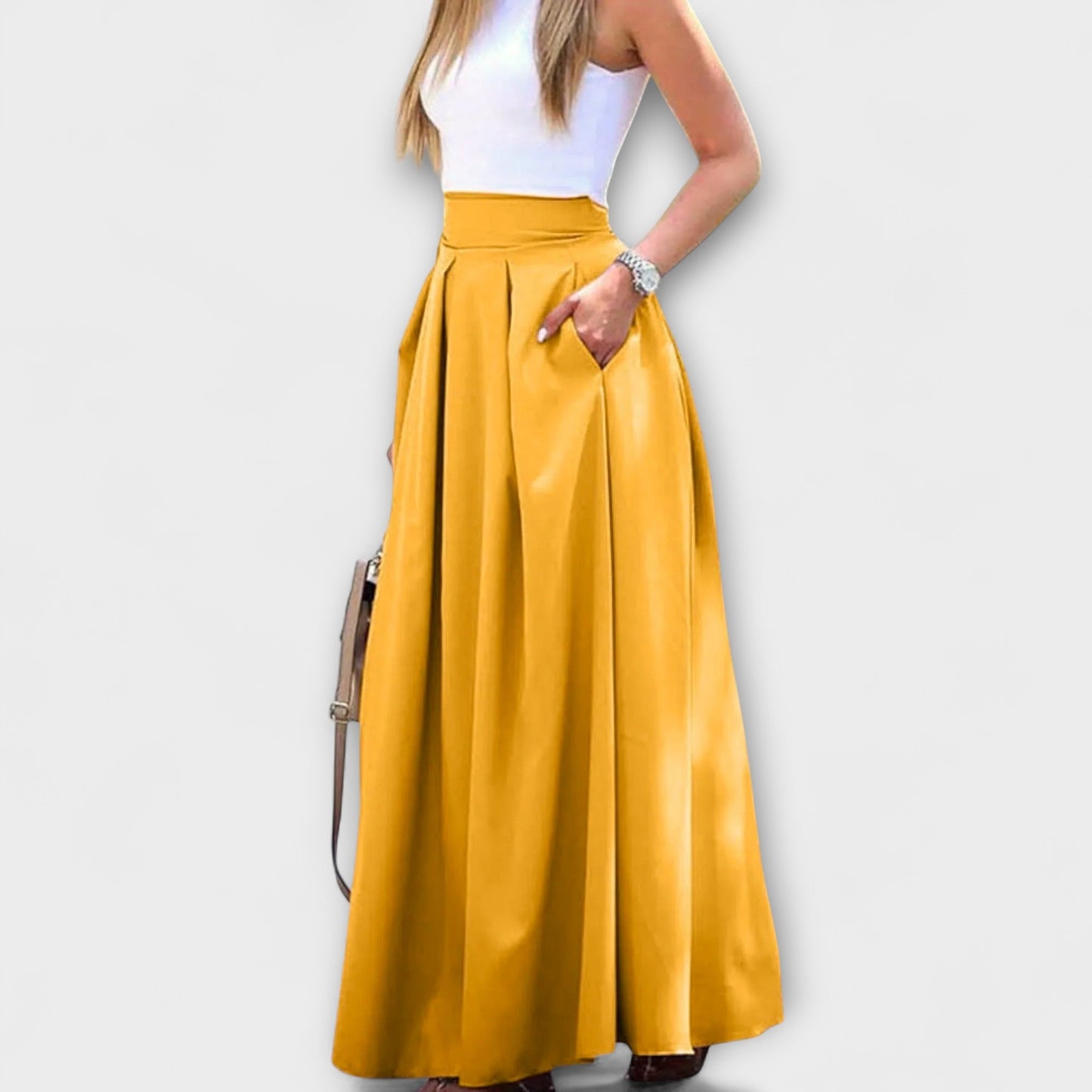 Falda maxi alta elegante