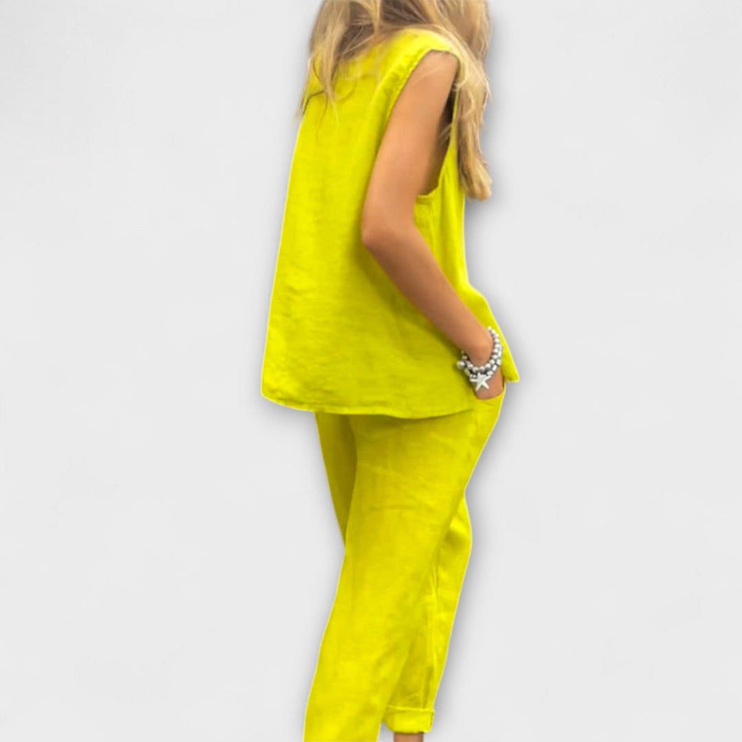 Zarela – Conjunto de verano en tono lima vibrante