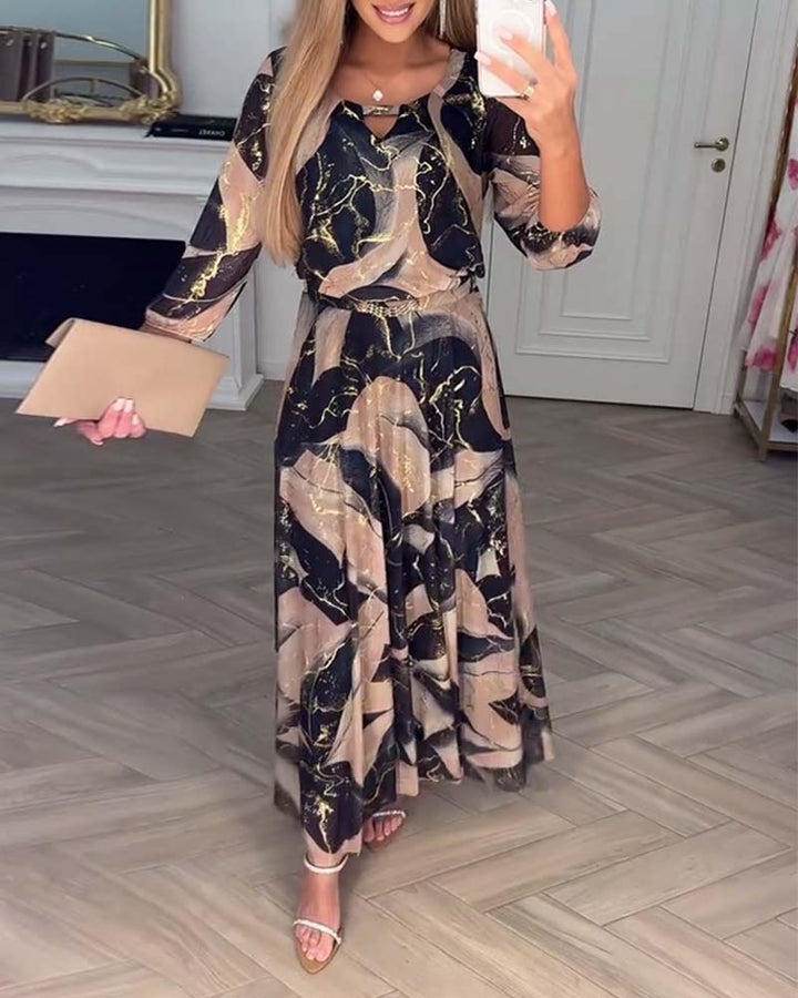 Kaye | Vestido maxi elegante con estampado sutil