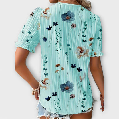 Camisa Emily con cuello en V de corte holgado y elegante