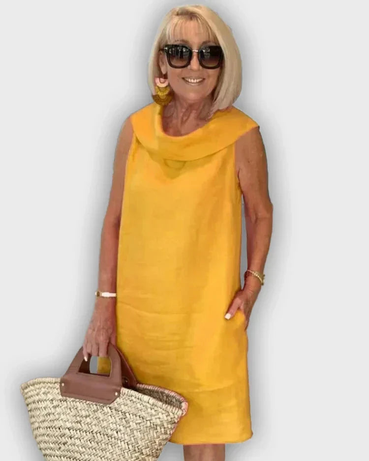 Vestidos de atajo sin mangas con cuello redondo