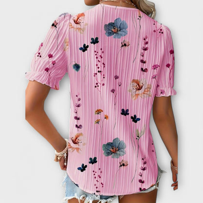 Camisa Emily con cuello en V de corte holgado y elegante