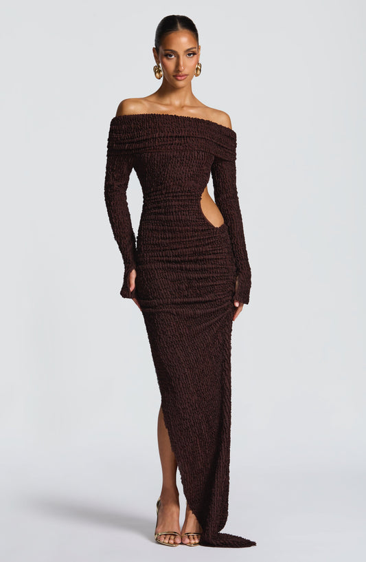 Vestido Adelfia Midi - Marrón Ciruela