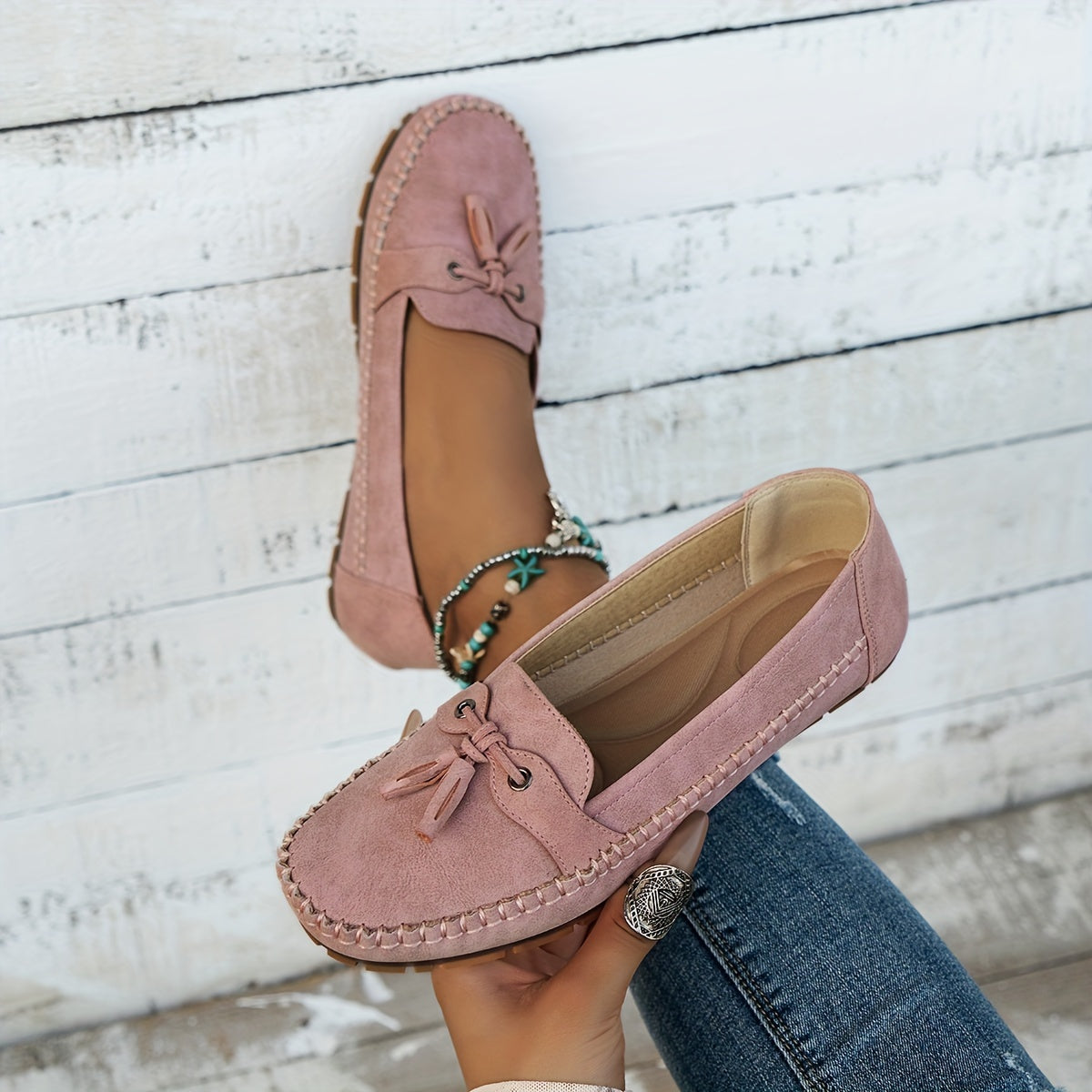 Nadine – Zapatos loafers clásicos con pompones