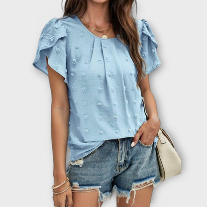 Camisa Charlotte con mangas florales estilo Swiss Dot