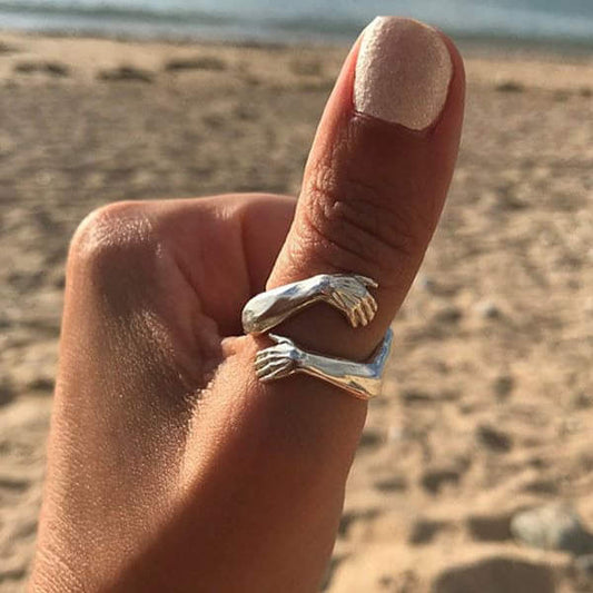 Anillo de abrazo ajustable de plata de alta calidad