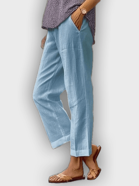 Pantalones cómodos de algodón y lino - transpirables con ajuste holgado