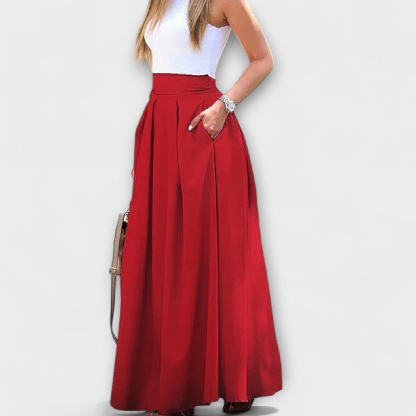 Falda maxi alta elegante