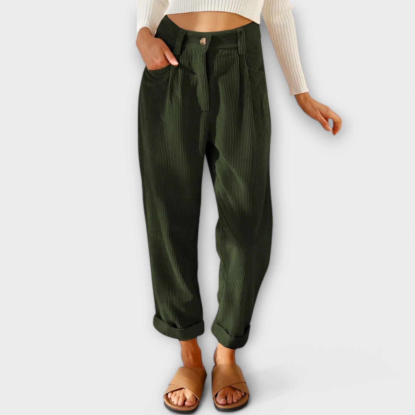 Pantalones de pana modernos para mujeres