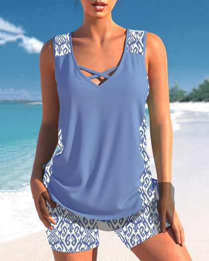 Soline | Tankini con estampado geométrico y escote en V