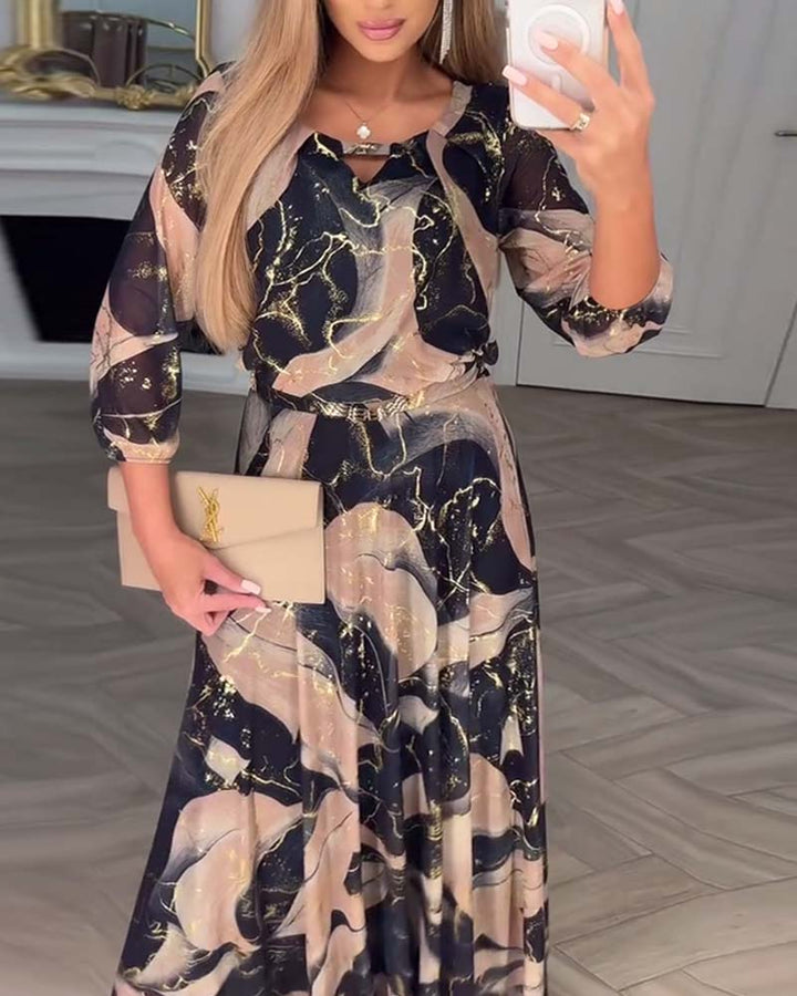 Kaye | Vestido maxi elegante con estampado sutil