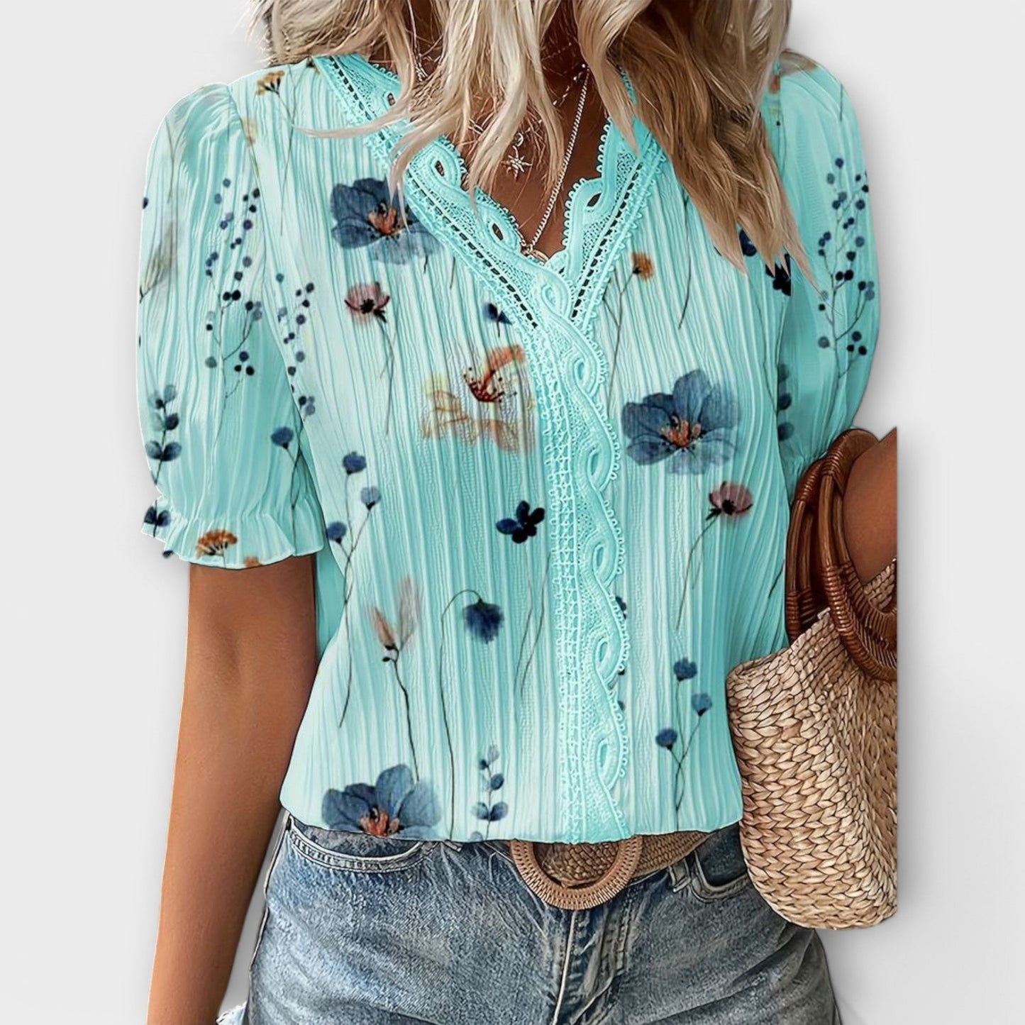 Camisa Emily con cuello en V de corte holgado y elegante