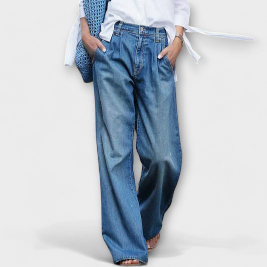 Jeans de mezclilla anchos y de calidad para mujeres