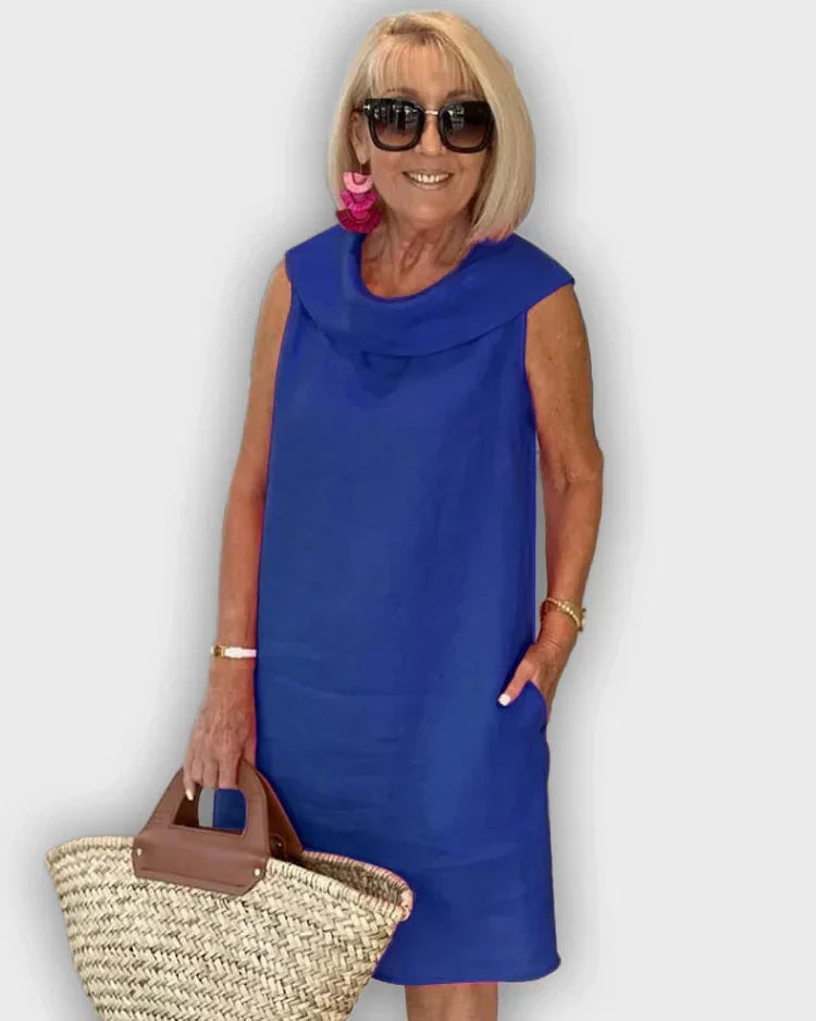 Vestidos de atajo sin mangas con cuello redondo