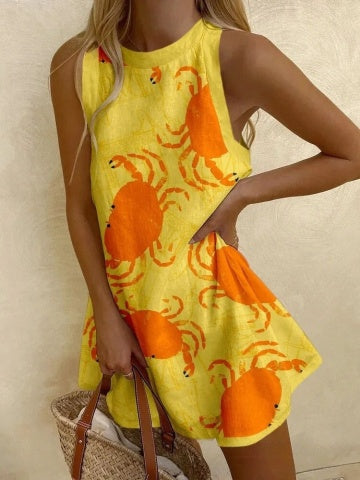 Orvayne™ | Vestido mini con estampado de cangrejo