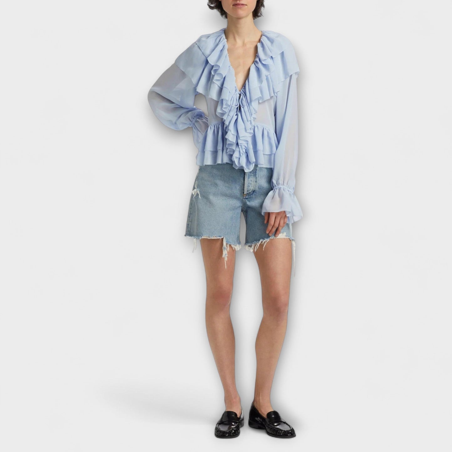 Camiseta de mujer estilo vintage con cuello en V