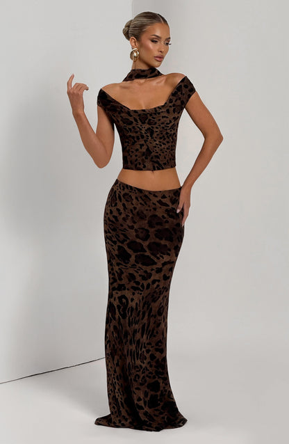 Falda Maxi Chrysoula - Estampado de Leopardo