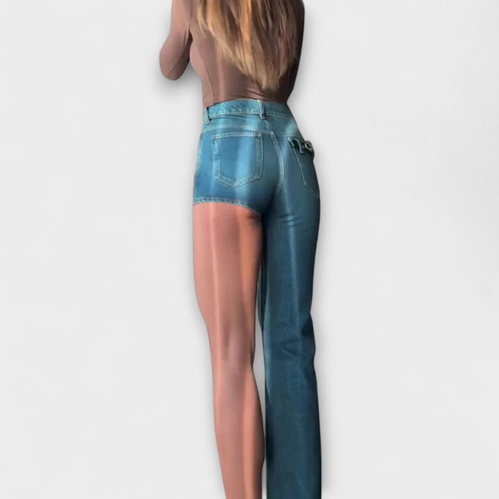 Pantalones vaqueros asimétricos con una tira de hombro