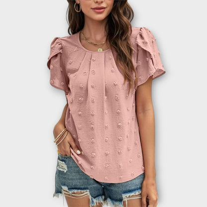 Camisa Charlotte con mangas florales estilo Swiss Dot