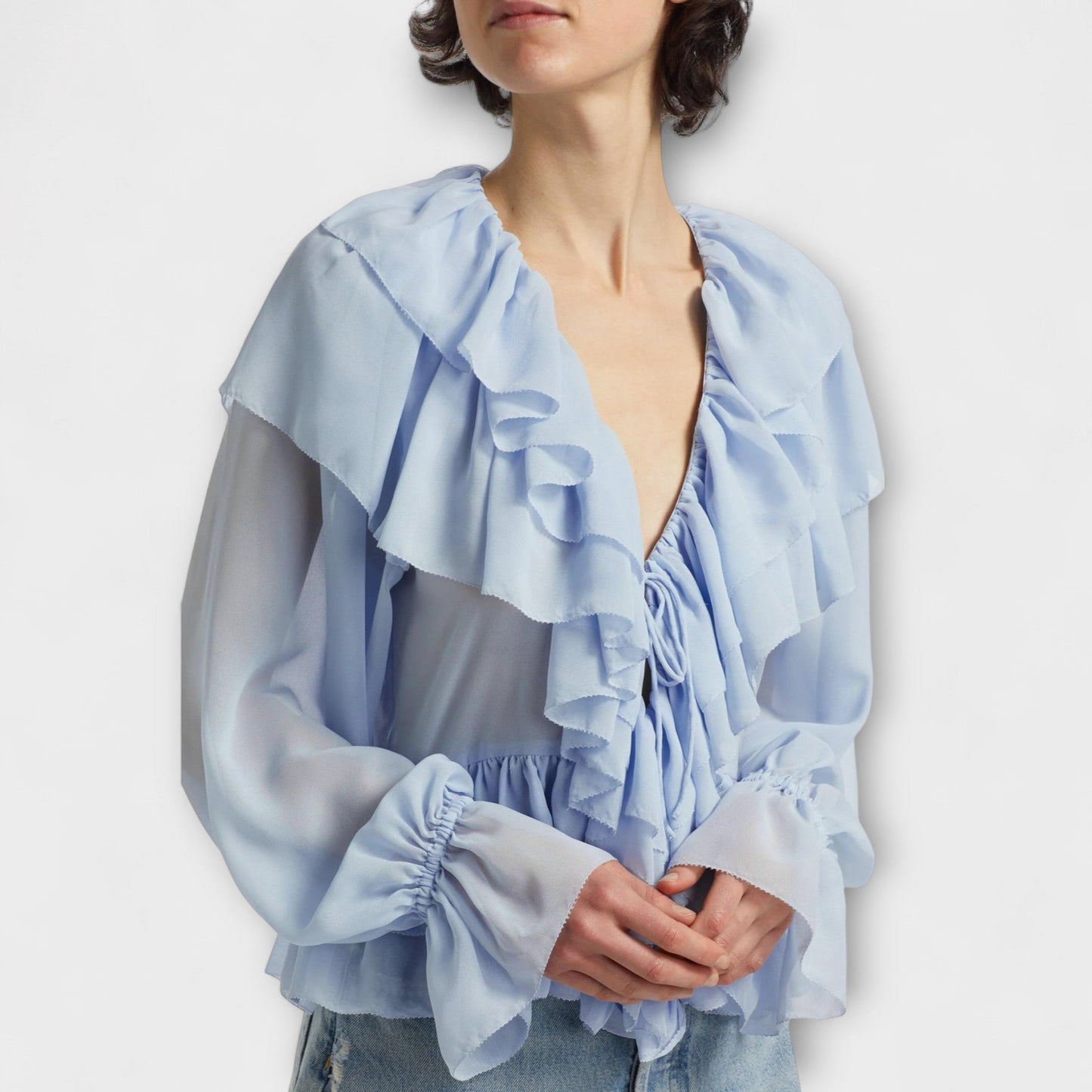 Camiseta de mujer estilo vintage con cuello en V
