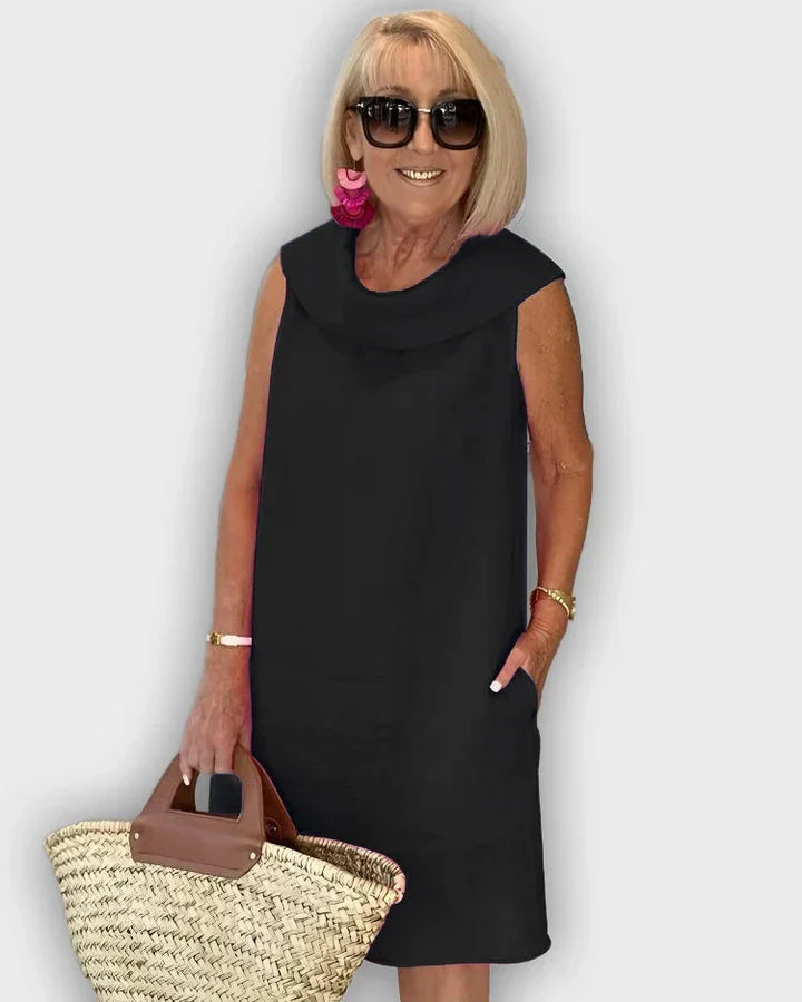 Vestidos de atajo sin mangas con cuello redondo