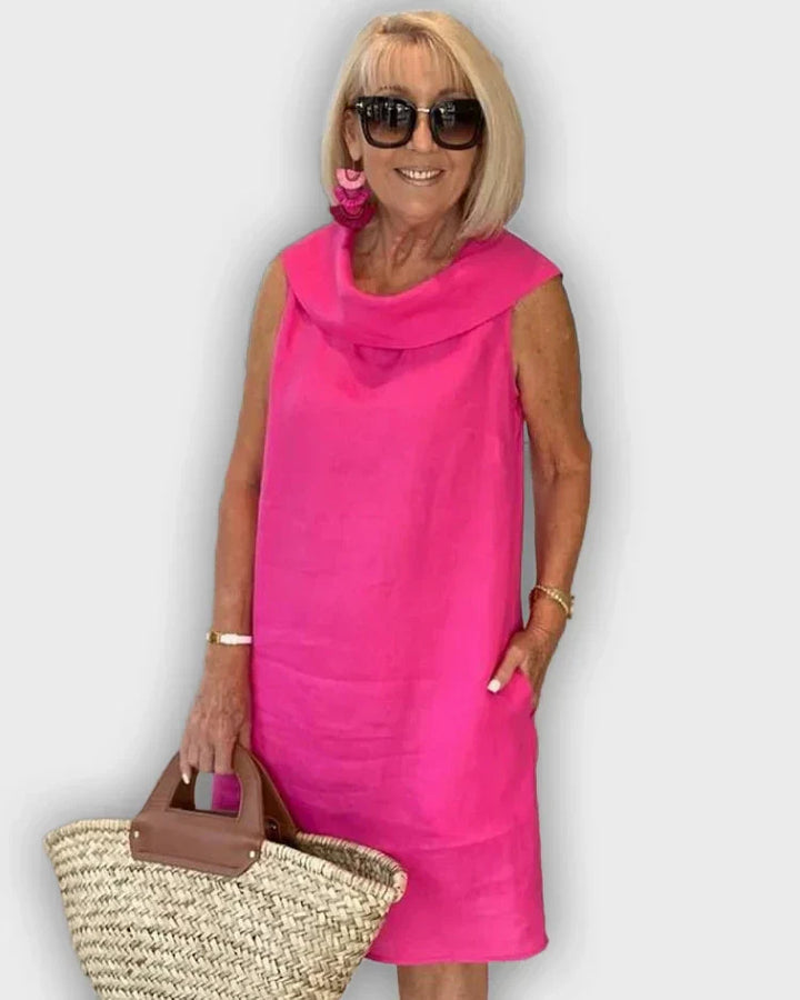 Vestidos de atajo sin mangas con cuello redondo