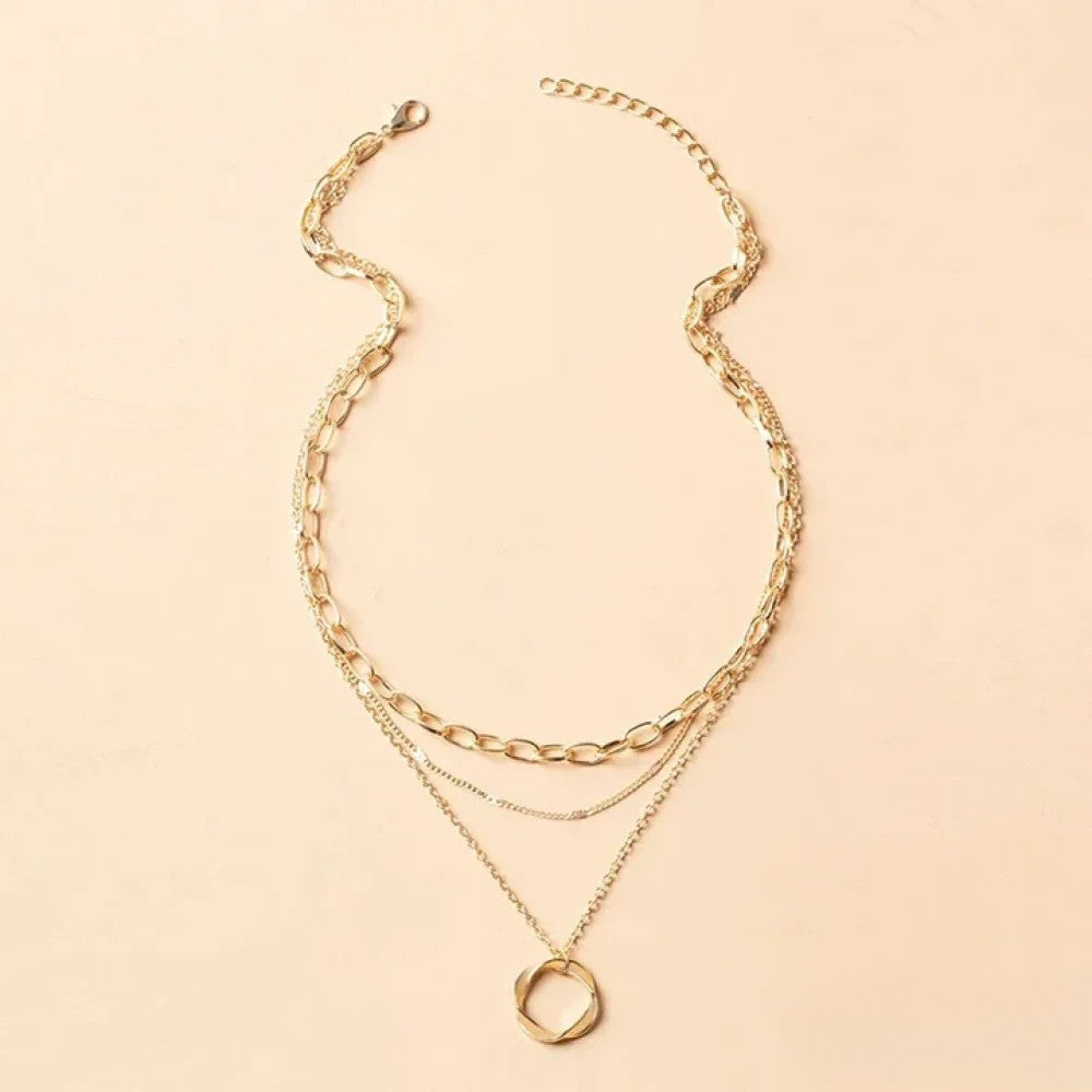 Collar de oro retro de varias capas