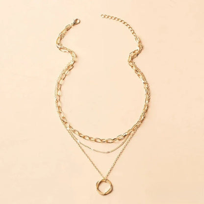 Collar de oro retro de varias capas